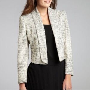 Alice+Olivia Amelia Metallic Tweed Cropped Blazer